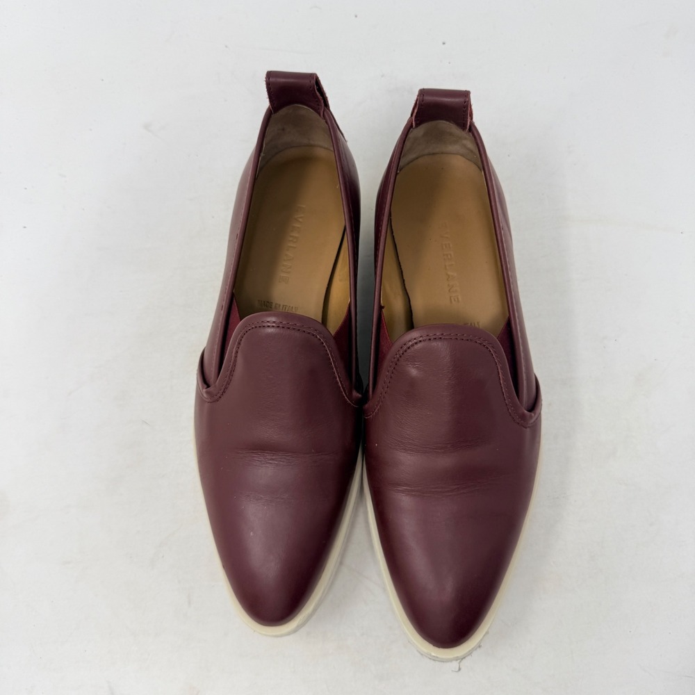 Everlane Street Shoe Burgundy Leather Pointed Toe Platform Slip On‎ Size 6.5 - Picture 4 of 9